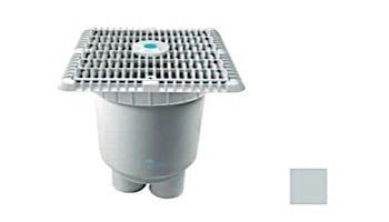 AquaStar 9" Square Wave Anti-Entrapment Suction Outlet Cover with Vented Riser Ring with 2 Port Double Deep Sump Bucket (VGB Series) | Light Gray | WAV9WR103B