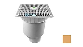 AquaStar 9" Square Wave Suction Outlet Cover with Vented Riser Ring with Double Deep Sump Bucket with 4" Spigot (VGB Series) Tan | WAV9WR108C