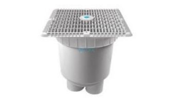 AquaStar 12"x12" Wave Suction Outlet  & Vented Riser Ring with 2 Port Double Deep Sump Bucket | White | WAV12WR101B