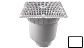 AquaStar 12"x12" Square Wave Grate  & Vented Riser Ring with Double Deep Sump Bucket with 4" Socket (VGB Series) | Light Gray | WAV12WR103D