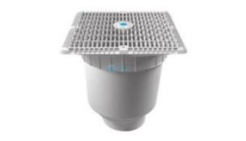 AquaStar 12"x12" Square Wave Grate  & Vented Riser Ring with Double Deep Sump Bucket with 4" Socket (VGB Series) | White | WAV12WR101D