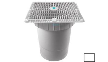 AquaStar 12"x12" Square Wave Grate  & Vented Riser Ring with Double Deep Sump Bucket with 6" Socket (VGB Series) | White | WAV12WR101F