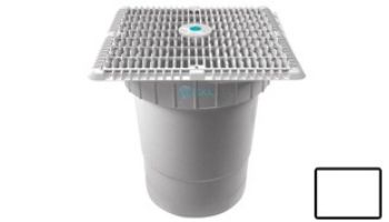 AquaStar 12"x12" Square Wave Grate  & Vented Riser Ring with Double Deep Sump Bucket with 6" Socket (VGB Series) | Black  | WAV12WR102F