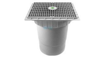 AquaStar 12"x12" Square Wave Grate  & Vented Riser Ring with Double Deep Sump Bucket with 6" Socket (VGB Series) | White | WAV12WR101F