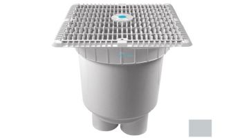 AquaStar 12"x12" Wave Suction Outlet  & Vented Riser Ring with 2 Port Double Deep Sump Bucket | Light Gray | WAV12WR103B