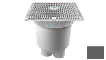 AquaStar 12"x12" Wave Suction Outlet & Vented Riser Ring with 2 Port Double Deep Sump Bucket | Light Gray | WAV12WR103B