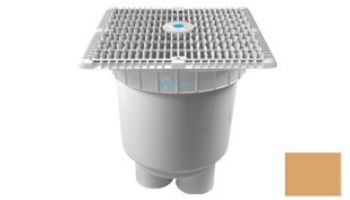 AquaStar 12"x12" Wave Suction Outlet  & Vented Riser Ring with 2 Port Double Deep Sump Bucket | White | WAV12WR101B