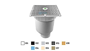 AquaStar 12" Square Wave Suction Outlet Cover with Vented Riser Ring with Double Deep Sump Bucket with 4" Spigot (VGB Series) Light Gray | WAV12WR103C
