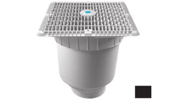 AquaStar 12"x12" Square Wave Grate  & Vented Riser Ring with Double Deep Sump Bucket with 4" Socket (VGB Series) | Black | WAV12WR102D