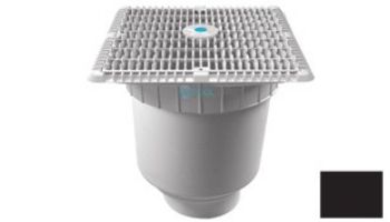 AquaStar 12"x12" Square Wave Grate  & Vented Riser Ring with Double Deep Sump Bucket with 4" Socket (VGB Series) | Dark Gray | WAV12WR105D