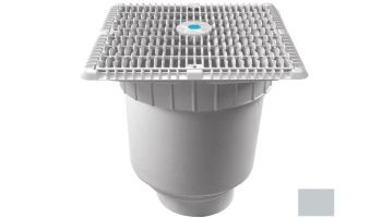 AquaStar 12"x12" Square Wave Grate  & Vented Riser Ring with Double Deep Sump Bucket with 4" Socket (VGB Series) | Light Gray | WAV12WR103D