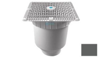 AquaStar 12"x12" Square Wave Grate  & Vented Riser Ring with Double Deep Sump Bucket with 4" Socket (VGB Series) | Light Gray | WAV12WR103D