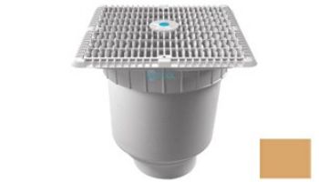 AquaStar 12"x12" Square Wave Grate  & Vented Riser Ring with Double Deep Sump Bucket with 4" Socket (VGB Series) | Dark Gray | WAV12WR105D