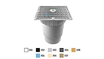 AquaStar 12" Square Wave Suction Outlet Cover with Vented Riser Ring with Double Deep Sump Bucket with 6" Spigot (VGB Series) Light Gray | WAV12WR103E