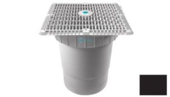 AquaStar 12"x12" Square Wave Grate  & Vented Riser Ring with Double Deep Sump Bucket with 6" Socket (VGB Series) | Light Gray | WAV12WR103F