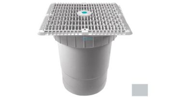 AquaStar 12"x12" Square Wave Grate  & Vented Riser Ring with Double Deep Sump Bucket with 6" Socket (VGB Series) | Light Gray | WAV12WR103F