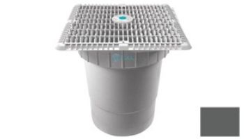 AquaStar 12"x12" Square Wave Grate  & Vented Riser Ring with Double Deep Sump Bucket with 6" Socket (VGB Series) | Black  | WAV12WR102F