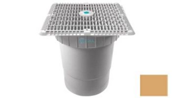 AquaStar 12"x12" Square Wave Grate  & Vented Riser Ring with Double Deep Sump Bucket with 6" Socket (VGB Series) | Dark Gray  | WAV12WR105F