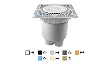 AquaStar 9" Square Sun Grate with Vented Riser Ring with 2 Port Double Deep Sump Bucket (VGB Series) White | SUN9WR101B