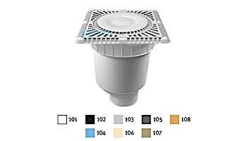 AquaStar 9" Square Sun Grate with Vented Riser Ring with Double Deep Sump Bucket with 4" Spigot (VGB Series) Tan | SUN9WR108C