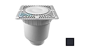 AquaStar 9" Square Sun Grate with Vented Riser Ring with Double Deep Sump Bucket with 4" Socket (VGB Series) Black | SUN9WR102D