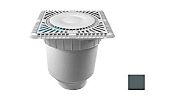 AquaStar 9" Square Sun Grate with Vented Riser Ring with Double Deep Sump Bucket with 4" Socket (VGB Series) Dark Gray | SUN9WR105D