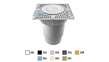 AquaStar 9" Square Sun Grate with Vented Riser Ring with Double Deep Sump Bucket with 6" Spigot (VGB Series) Light Gray | SUN9WR103E