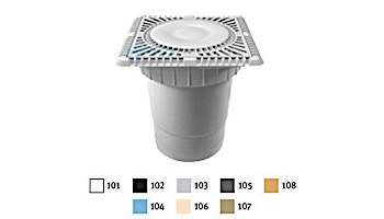 AquaStar 9" Square Sun Grate with Vented Riser Ring with Double Deep Sump Bucket with 6" Socket (VGB Series) Tan | SUN9WR108F
