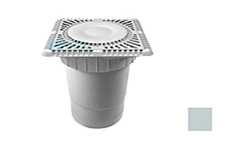 AquaStar 9" Square Sun Grate with Vented Riser Ring with Double Deep Sump Bucket with 6" Socket (VGB Series) Light Gray | SUN9WR103F