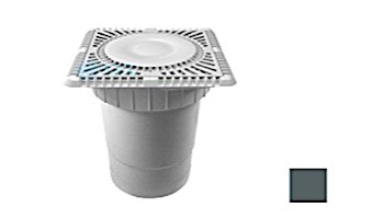 AquaStar 9" Square Sun Grate with Vented Riser Ring with Double Deep Sump Bucket with 6" Socket (VGB Series) Dark Gray | SUN9WR105F