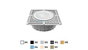 Aquastar 12" Square Sun Grate with Vented Riser Ring with Double Deep Mud Frame|Sump for Optional Secondary Drain (VGB Series) Light Gray | SUN12WR103A
