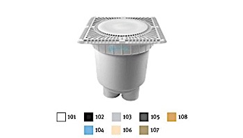 Aquastar 12" Square Sun Grate with Vented Riser Ring with 2 Port Double Deep Sump Bucket (VGB Series) White | SUN12WR101B