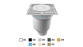 Aquastar 12" Square Sun Grate with Vented Riser Ring with Double Deep Sump Bucket with 4" Spigot (VGB Series) Light Gray | SUN12WR103C