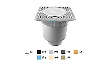 AquaStar 12" Square MoFlow Suction Outlet Cover and Mud Frame | with 4" Socket PVC Sump | Light Gray | 12MF103D