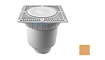 Aquastar 12" Square Sun Grate with Vented Riser Ring with Double Deep Sump Bucket with 4" Socket (VGB Series) Tan | SUN12WR108D
