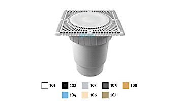 Aquastar 12" Square Sun Grate with Vented Riser Ring with Double Deep Sump Bucket with 6" Spigot (VGB Series) Light Gray | SUN12WR103E