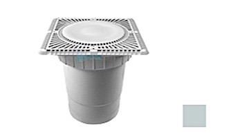 Aquastar 12" Square Sun Grate with Vented Riser Ring with Double Deep Sump Bucket with 6" Socket (VGB Series) Light Gray | SUN12WR103F