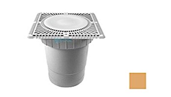 Aquastar 12" Square Sun Grate with Vented Riser Ring with Double Deep Sump Bucket with 6" Socket (VGB Series) Tan | SUN12WR108F