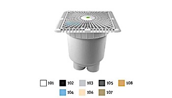AquaStar 9" Square MoFlow Suction Outlet Cover with Dual-Port 2 1/2" Spigot x 2" Socket Deep PVC Sump | Light Gray | 9MF103B