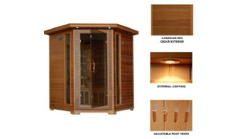 HeatWave Whistler 4-Person Cedar Corner Infrared Sauna with 10 Carbon Heaters | SA1320