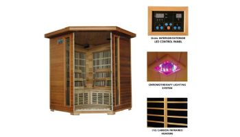 HeatWave Whistler 4-Person Cedar Corner Infrared Sauna with 10 Carbon Heaters | SA1320