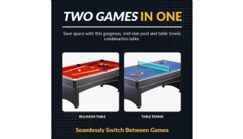 Hathaway Maverick 7-Ft. Pool Table with Table Tennis Top | Black with Red Felt | NG1023 BG1023