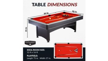 Hathaway Maverick 7-Ft. Pool Table with Table Tennis Top | Black with Red Felt | NG1023 BG1023