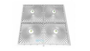 AquaStar 24" Square Mud Frame with Four (4) 12" Square Star Anti-Entrapment Suction Outlet Covers (VGB Series) White | P24101
