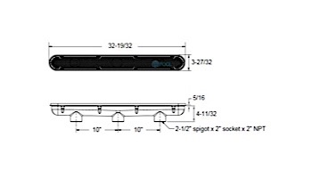 AquaStar 32" Channel Drain Pinhole Anti-Entrapment Suction Outlet Cover with 3 Port Sump (VGB Series) | Black | 32CDPH102