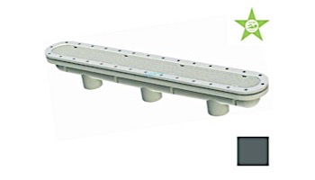 AquaStar 32" Channel Drain Pinhole Anti-Entrapment Suction Outlet Cover with 3 Port Sump for Fiberglass without Gasket (VGB Series) | Dark Gray | 32CDPHFG105