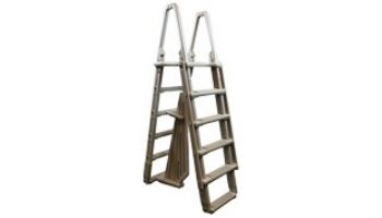 Confer Plastics A-Frame Ladder with Barrier System for 48"-54" Pools | Warm Grey | 7100X