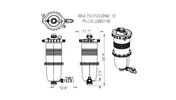 Waterco MultiCyclone Plus MC12 Centrifugal Water Filtration - Cartridge Filter | 40sqft. - 1.5" | 200376 | 200376A