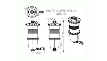 Waterco MultiCyclone Plus MC16 Centrifugal Water Filtration - Cartridge Filter | 40sqft. - 2" | 200377 | 200377A