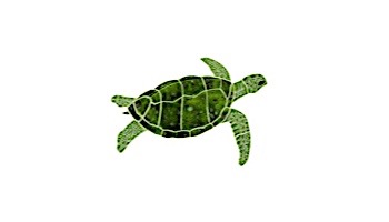 Ceramic Mosaic Sea Turtle Green | Large 28" x 38" Rt Facing w/ Shadow | STSGRERL